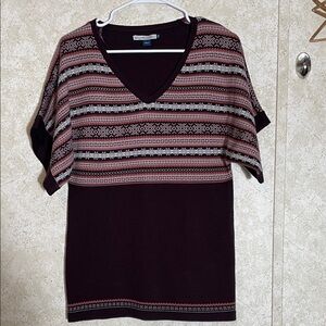 Bandolinoblu Purple Pink Patterned V-Neck Short Sleeve Knit Tunic M